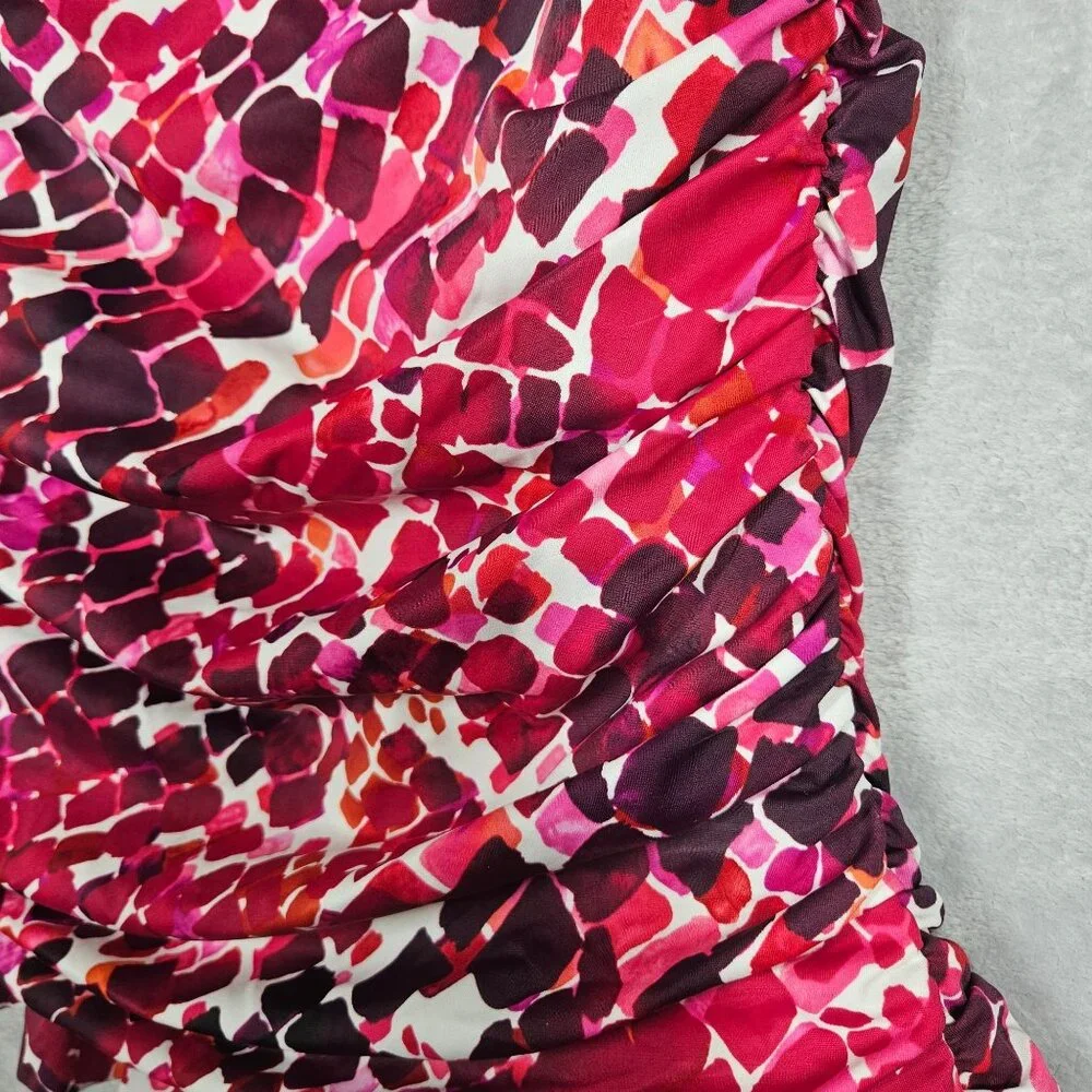 Penbrook swim top womens 14W pink red side gathered swim pool beach casual top